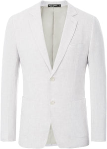 Men's Notched Lapel Collar White Tailored Blazer Sport Coat