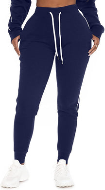 Plus Size Navy Blue High Waisted Athletic Workout Sweatpants