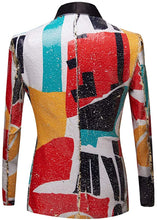 Load image into Gallery viewer, Men&#39;s White Fashion Pattern Geometric Lapel Sequins Blazer