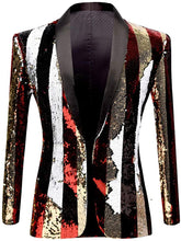 Load image into Gallery viewer, Men Stylish Striped Color Shiny Sequins Blazer