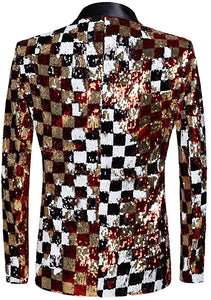 Men's Long Colorful Stylish Shiny Sequins Blazer Suit Jacket
