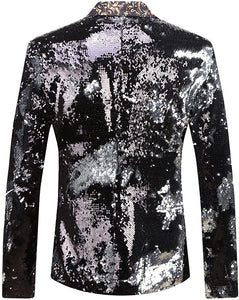 Men's Long Colorful Stylish Shiny Sequins Blazer Suit Jacket