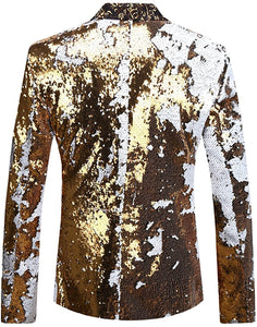 Men's Long Colorful Stylish Shiny Sequins Blazer Suit Jacket