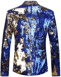 Men's Long Colorful Stylish Shiny Sequins Blazer Suit Jacket