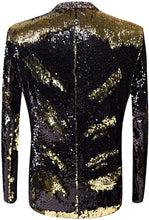 Load image into Gallery viewer, Men Royal Gold Blue Stylish Shiny Sequins Blazer Suit Jacket