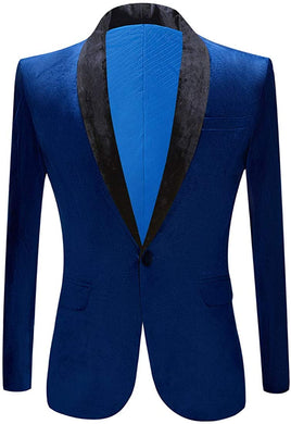 Men's Blue Fashion Velvet Slim Fit Blazer