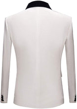 Load image into Gallery viewer, Men&#39;s White Fashion Velvet w/Black Trim Long Sleeve Blazer