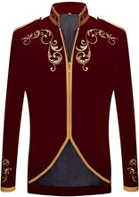 Load image into Gallery viewer, Prince Stylish Court Wine Red Velvet Embroidery Blazer