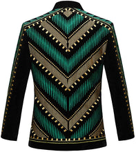 Load image into Gallery viewer, Prince Stylish Court Green Gold Velvet Embroidery Blazer