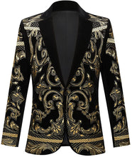 Load image into Gallery viewer, Prince Stylish Court Gold Velvet Embroidery Blazer