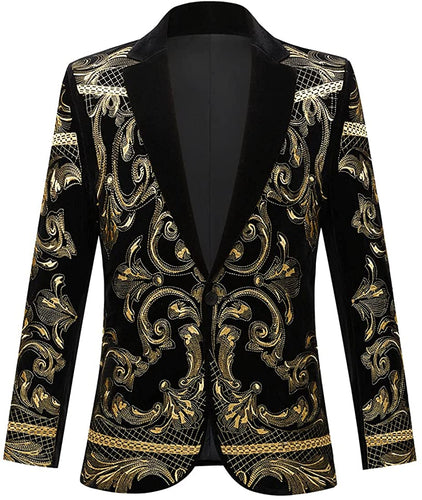 Prince Stylish Court Gold Velvet Embroidery Blazer