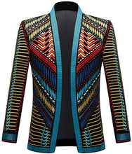 Load image into Gallery viewer, Prince Stylish Court Blue-Gold Velvet Embroidery Blazer