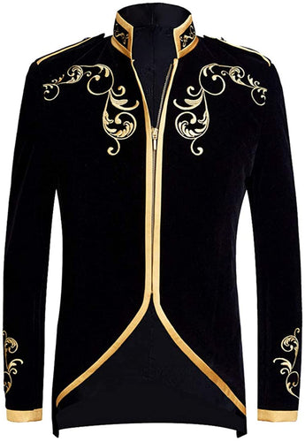 Prince Stylish Court Black Velvet Embroidery Blazer