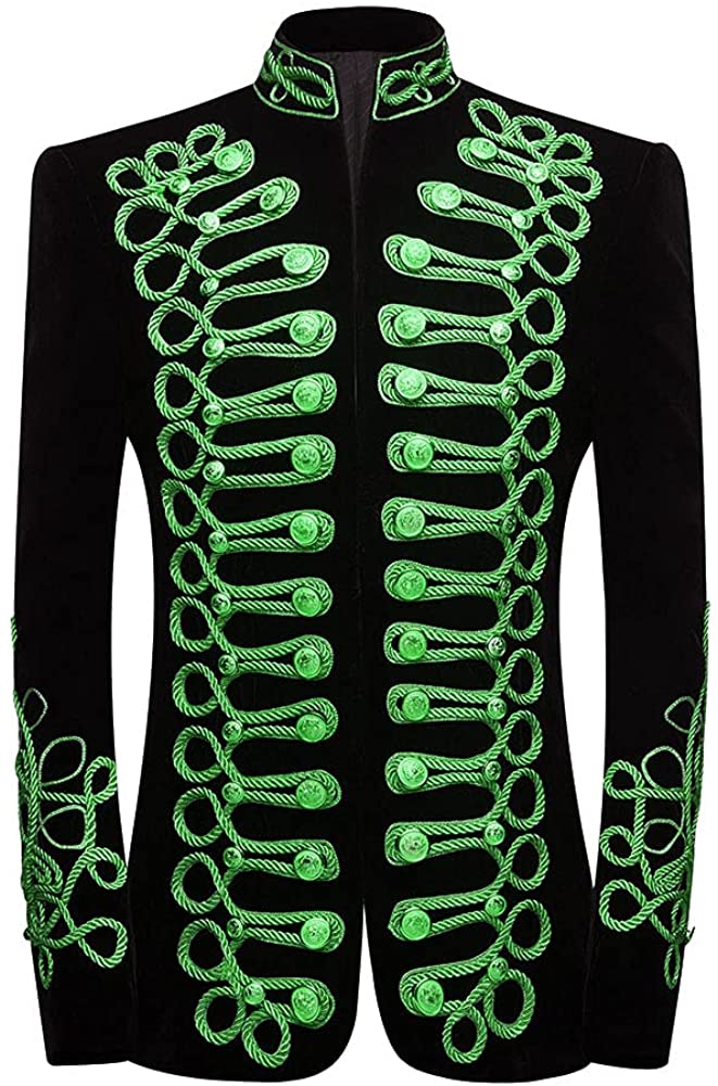 Prince Stylish Court Green Velvet Embroidery Blazer