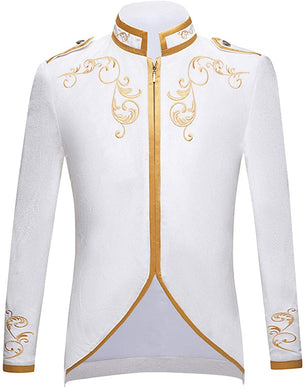 Prince Stylish Court White Velvet Embroidery Blazer