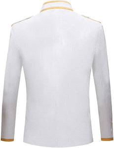 Prince Stylish Court White Velvet Embroidery Blazer