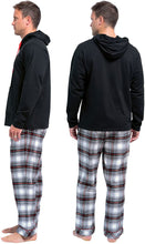 Load image into Gallery viewer, Men&#39;s Hoodie Black Plaid Pants Pajamas Set