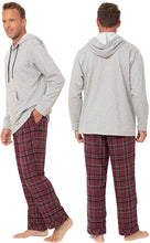 Load image into Gallery viewer, Men&#39;s Hoodie Burgundy Plaid Pants Pajamas Set