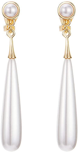 Long Pearl Drop Design Earrings