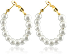 Load image into Gallery viewer, Pearl Hoop Fashion Drop Dangle Hypoallergenic Layer Earrings