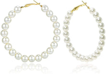 Load image into Gallery viewer, Pearl Hoop Fashion Drop Dangle Hypoallergenic Layer Earrings