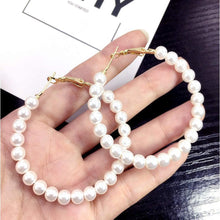 Load image into Gallery viewer, Vertical Pearl Hoop Fashion Drop Dangle Hypoallergenic Layer Earrings