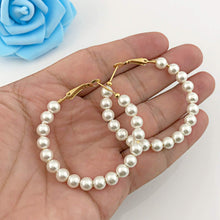 Load image into Gallery viewer, Silver Pearl Hoop Fashion Drop Dangle Hypoallergenic Layer Earrings