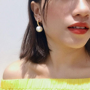 Vertical Pearl Hoop Fashion Drop Dangle Hypoallergenic Layer Earrings