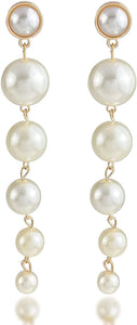 Silver Pearl Hoop Fashion Drop Dangle Hypoallergenic Layer Earrings