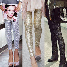 Load image into Gallery viewer, Crushed Black Sequin Leggings