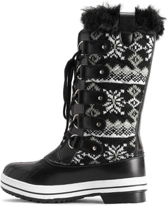 Classic Black Furry Tall Winter Women's Snow Boots