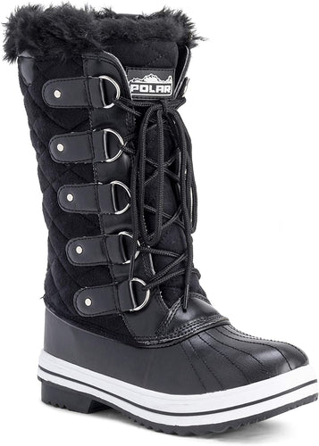 Waterproof Black Suede Tall Winter Snow Boots