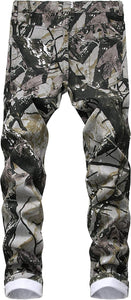 Men's Abstract Stretched Moto Denim Pants