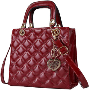 Small Pink Pu Patent Leather Ladies Chain Top Handle Satchel Handbag