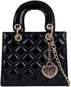 Large White Pu Patent Leather Ladies Chain Top Handle Satchel Handbag
