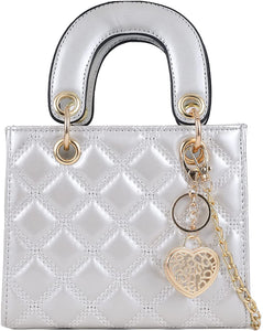 Large White Pu Patent Leather Ladies Chain Top Handle Satchel Handbag