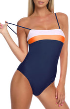 Load image into Gallery viewer, Elizabeth Islands One Piece Neon Rose Color Block Style Adjustable Shoulder Strap Swimsuit
