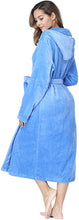 Load image into Gallery viewer, Plush Blue Fleece Hooded Long Sleeve Women&#39;s Robe