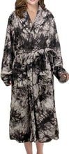 Load image into Gallery viewer, Dark Grey Tie Dye Plush Fleece Hooded Women&#39;s Robe