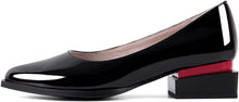 Load image into Gallery viewer, Patent Leather Black Overlapping Square Heel Slip-on Loafers