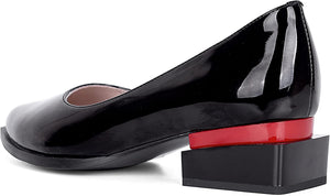 Patent Leather Black Overlapping Square Heel Slip-on Loafers