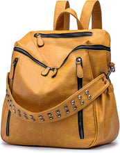 Load image into Gallery viewer, Toasted Yellow Faux Leather Convertible Backpack