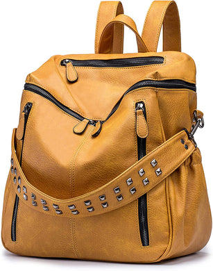 Toasted Yellow Faux Leather Convertible Backpack