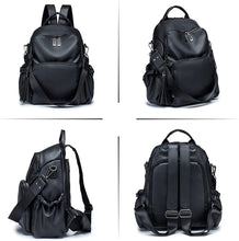 Load image into Gallery viewer, Black Faux Leather Convertible Backpack