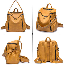 Load image into Gallery viewer, Toasted Yellow Faux Leather Convertible Backpack