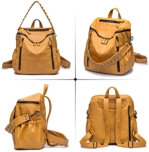 Toasted Yellow Faux Leather Convertible Backpack