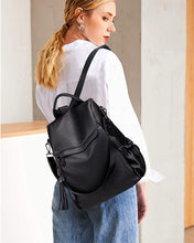 Load image into Gallery viewer, Casual Anti Theft Black Pu Leather Backpack Convertible Shoulder Bag