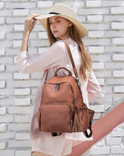 Load image into Gallery viewer, Hazel Brown Faux Leather Convertible Backpack