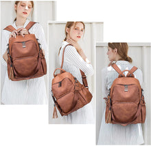 Load image into Gallery viewer, Hazel Brown Faux Leather Convertible Backpack