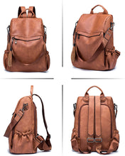 Load image into Gallery viewer, Light Brown Faux Leather Convertible Backpack